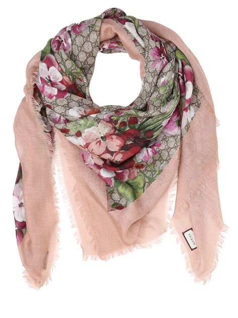 gucci pink and blue scarf|gucci blooms scarf.